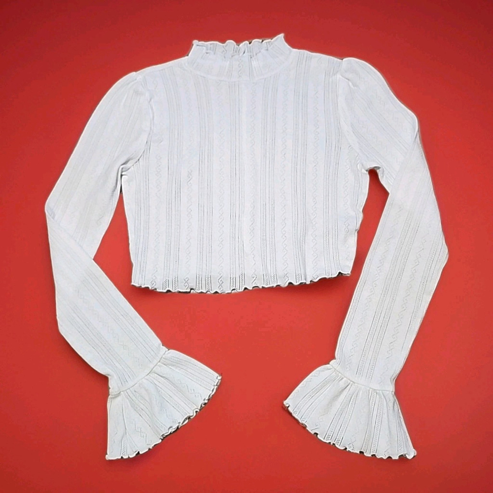 Intimately Free People White Cropped Long Sleeve Top Size SP